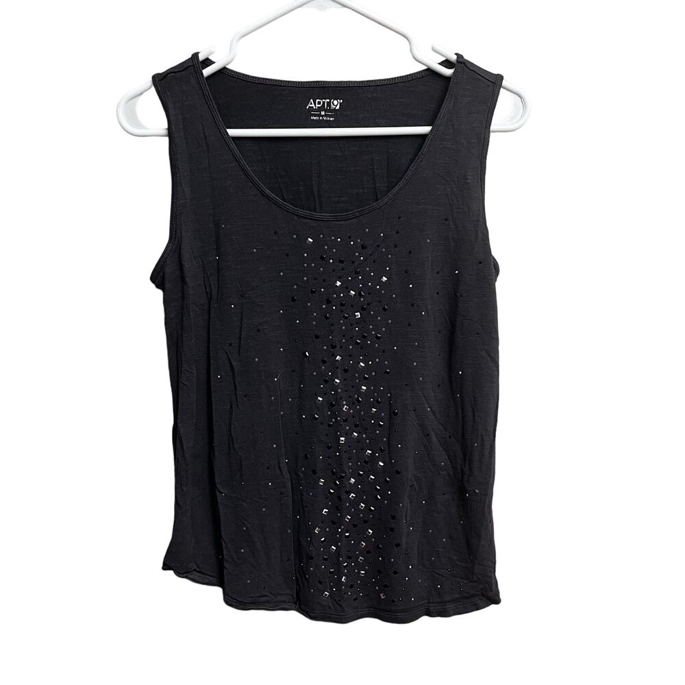Apt 9 Women's Gray Sleeveless Tank Top Middle Sparkle Embellishments Size Medium